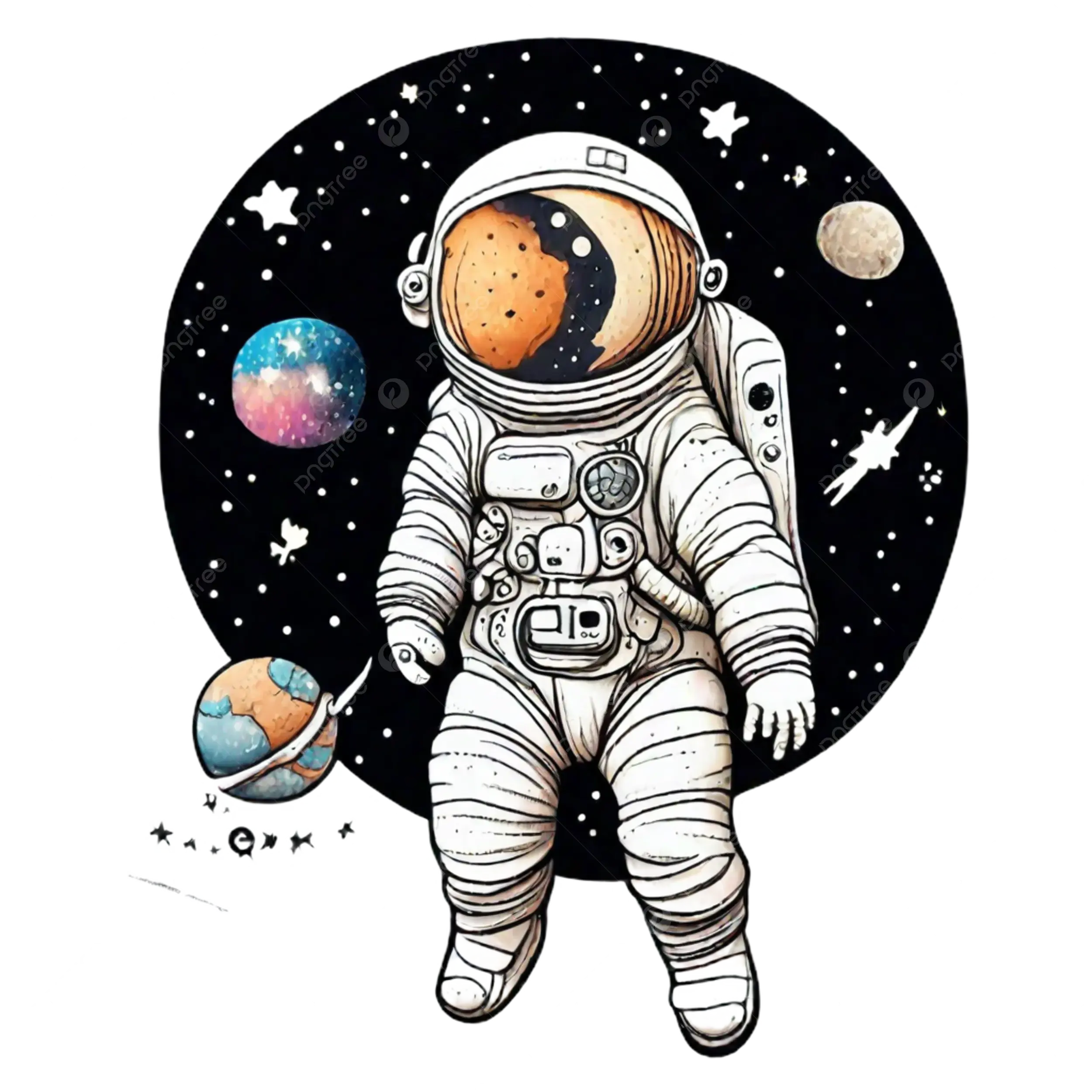 dibujos universo astronautas y planetas - Cómo se hacen los astronautas en el espacio