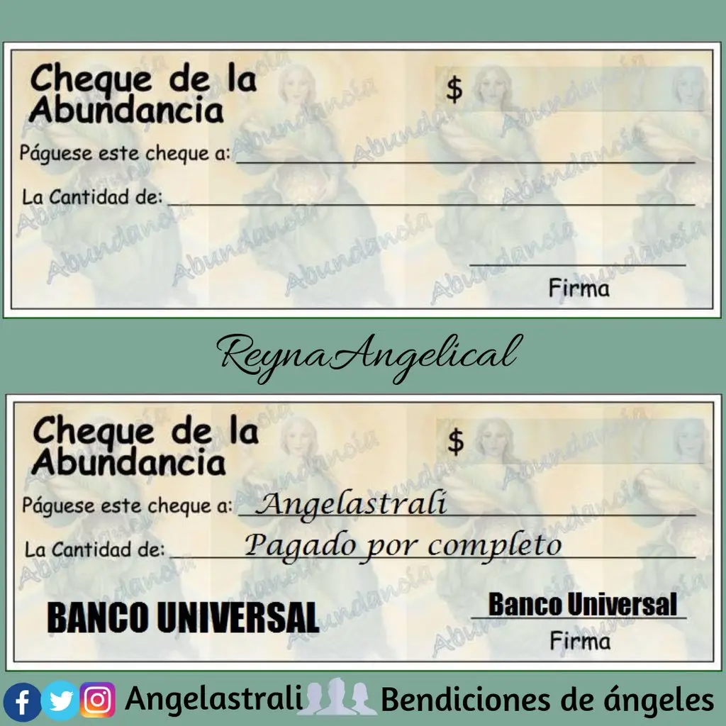 cheque universo abundancia - Cómo se llena un cheque