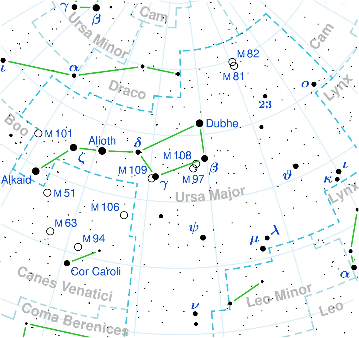 constelaciones del universo osa mayor - Qué constelaciones hay al lado de la Osa Mayor